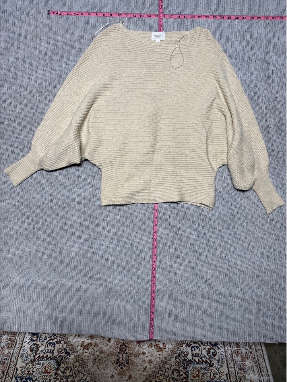 Pinque Beige Ribbed Knit Sweater Size S